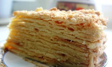 Cake "Napoleon" Lavash med vaniljesaus