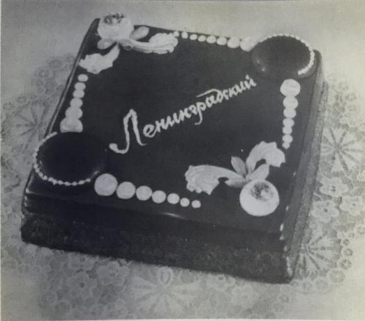 Cake Leningrad. Bilde fra boken "Produksjon av kaker og paier," 1976 